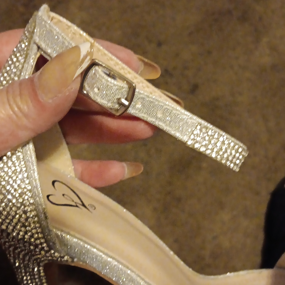 Windsor Champagne Stiletto Heels with Glittery Straps - Picture 5 of 6
